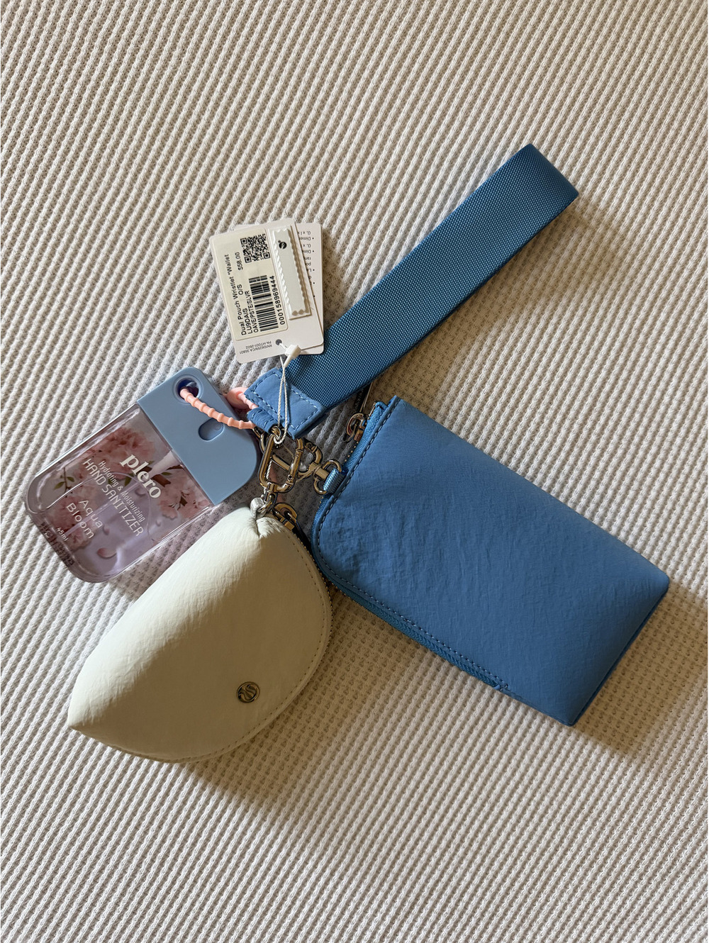 NWT Lululemon Dual Pouch Wristlet Wallet Blue Ivory Silver $58
